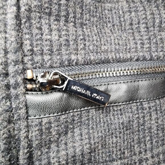 Michael Kors Wool Coat Womens 10 Hooded Pockets NWT $360 Dark Gray - Picture 6 of 14